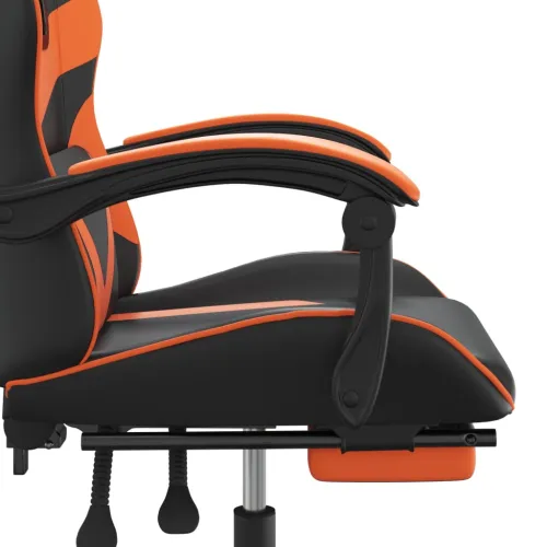 Okretna Gaming stolica s osloncem crno-narančasta umjetna koža - Crna i narančasta Sa naslonom za noge Cijena