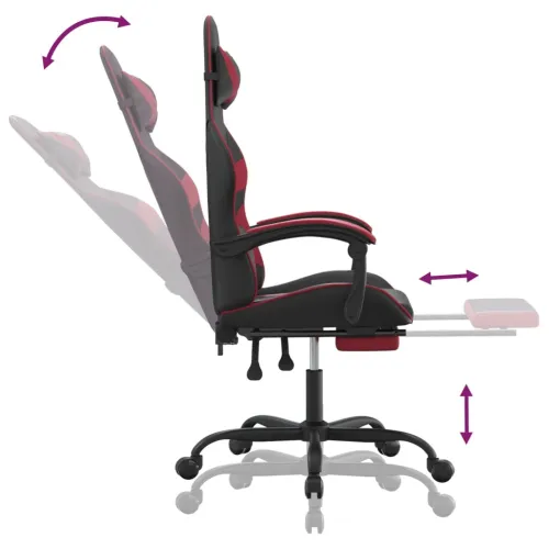 Okretna Gaming stolica s osloncem crna i boja vina umjetna koža - Crna i crvena boja vina Sa naslonom za noge Cijena