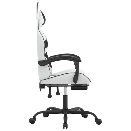 Okretna Gaming stolica s osloncem bijelo-crna od umjetne kože - Bijela i crna Sa naslonom za noge Cijena