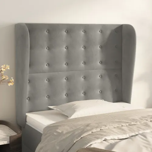 Uzglavlje s ušima svjetlosivo 103x23x118/128 cm baršunasto - Svjetlosiva 103 x 23 x 118/128 cm Cijena