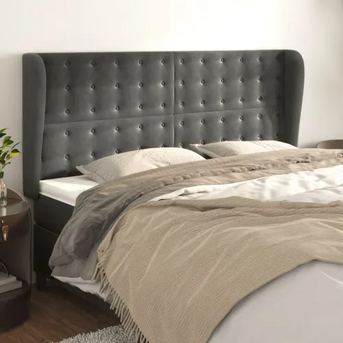 Uzglavlje s ušima tamnosivo 163x23x118/128 cm baršunasto - Tamno siva 163 x 23 x 118/128 cm Cijena