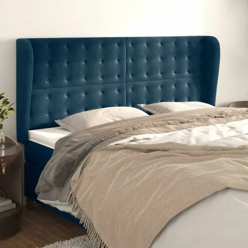 Uzglavlje s ušima tamnoplavo 163x23x118/128 cm baršunasto - Tamno plava 163 x 23 x 118/128 cm Cijena