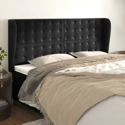Uzglavlje s ušima crno 183x23x118/128 cm baršunasto - Crna 183 x 23 x 118/128 cm Cijena