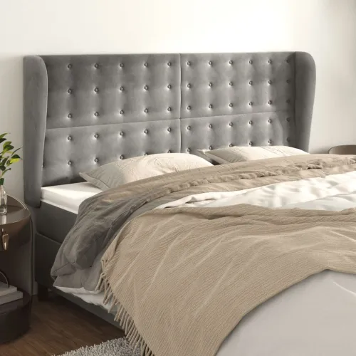 Uzglavlje s ušima svjetlosivo 203x23x118/128 cm baršunasto - Svjetlosiva 203 x 23 x 118/128 cm Cijena