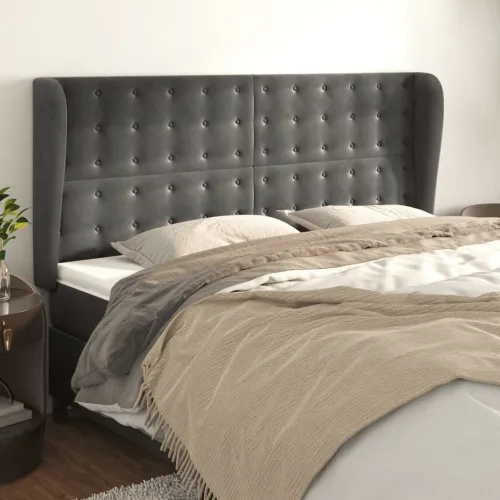Uzglavlje s ušima tamnosivo 203x23x118/128 cm baršunasto - Tamno siva 203 x 23 x 118/128 cm Cijena