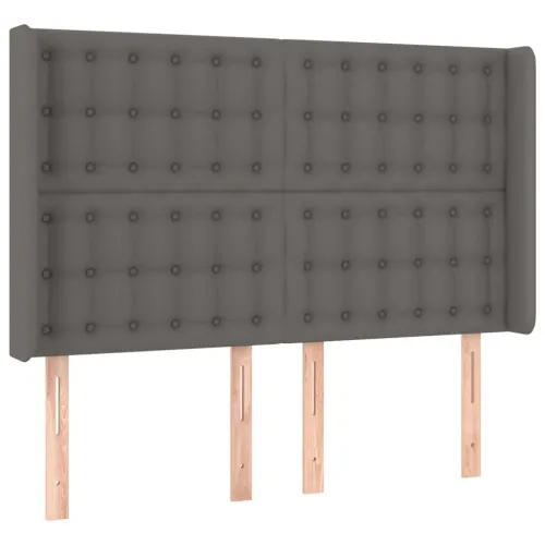 Uzglavlje s ušima sivo 147x16x118/128 cm od umjetne kože - Siva 147 x 16 x 118/128 cm Cijena