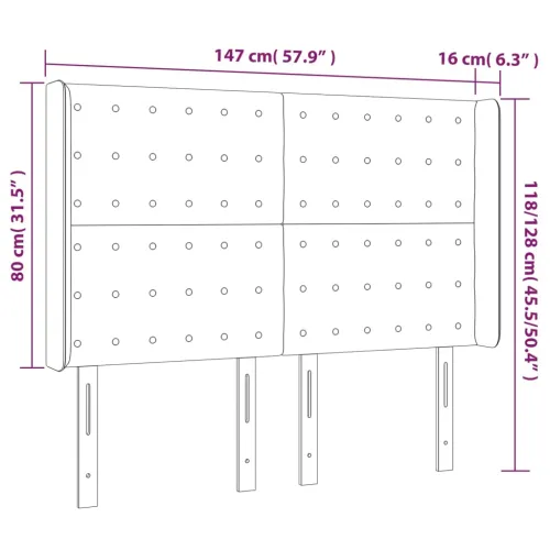 Uzglavlje s ušima sivo 147x16x118/128 cm od umjetne kože - Siva 147 x 16 x 118/128 cm Cijena
