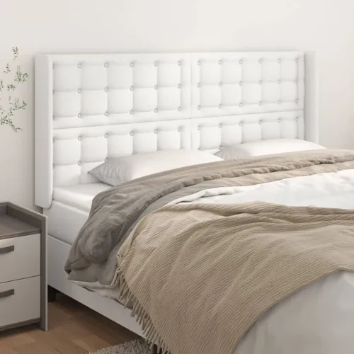 Uzglavlje s ušima bijelo 203x16x118/128 cm od umjetne kože - Bijela 203 x 16 x 118/128 cm Cijena