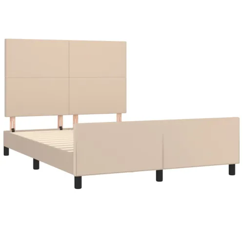 Okvir za krevet s uzglavljem cappuccino 140x190 cm umjetna koža - Boja cappuccina 140 x 190 cm Gladak dizajn Cijena