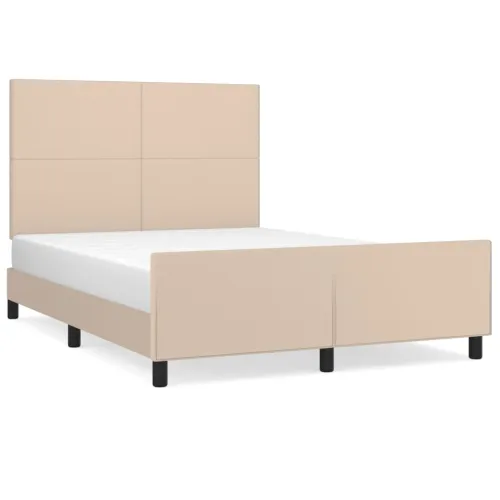 Okvir za krevet s uzglavljem cappuccino 140x190 cm umjetna koža - Boja cappuccina 140 x 190 cm Gladak dizajn Cijena