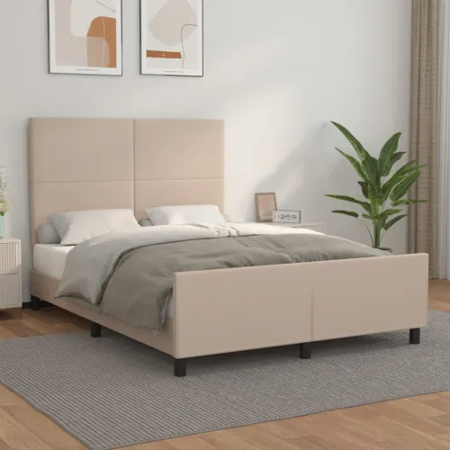 Okvir za krevet s uzglavljem cappuccino 140x190 cm umjetna koža - Boja cappuccina 140 x 190 cm Gladak dizajn Cijena