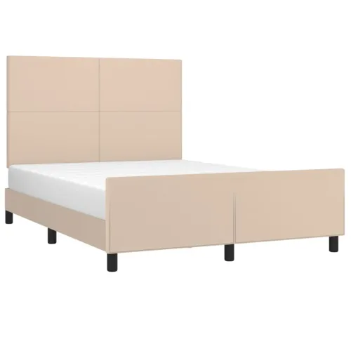 Okvir za krevet s uzglavljem cappuccino 140x190 cm umjetna koža - Boja cappuccina 140 x 190 cm Gladak dizajn Cijena