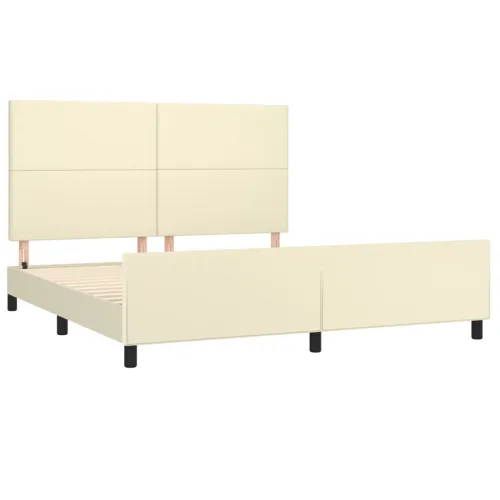 Okvir za krevet s uzglavljem krem 160x200 cm od umjetne kože - Krema 160 x 200 cm Gladak dizajn Cijena