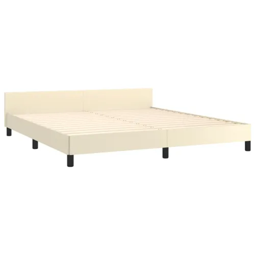 Okvir za krevet s uzglavljem krem 160x200 cm od umjetne kože - Krema 160 x 200 cm Gladak dizajn Cijena