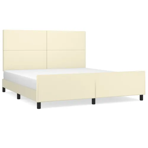 Okvir za krevet s uzglavljem krem 160x200 cm od umjetne kože - Krema 160 x 200 cm Gladak dizajn Cijena