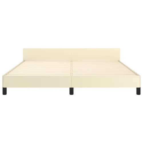 Okvir za krevet s uzglavljem krem 160x200 cm od umjetne kože - Krema 160 x 200 cm Gladak dizajn Cijena