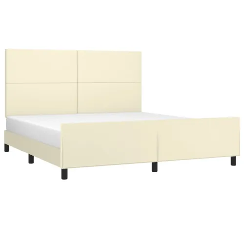 Okvir za krevet s uzglavljem krem 160x200 cm od umjetne kože - Krema 160 x 200 cm Gladak dizajn Cijena