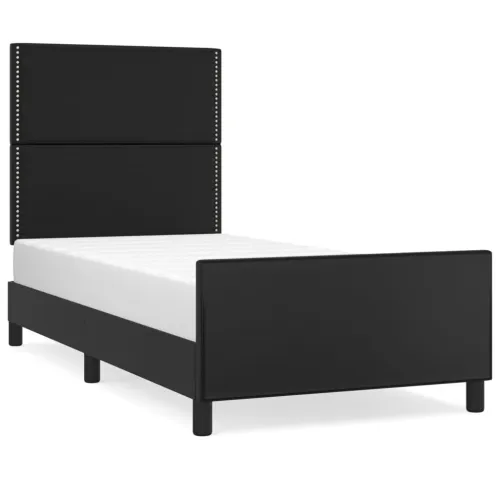 Okvir za krevet s uzglavljem crni 90x200 cm od umjetne kože - Crna 90 x 200 cm Obično s čavlima Cijena