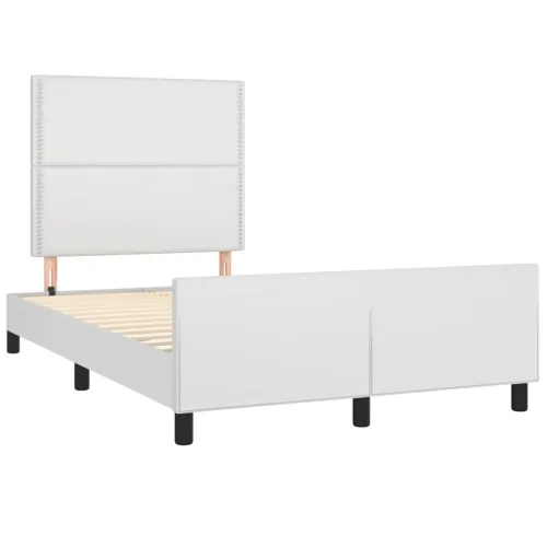 Okvir za krevet s uzglavljem bijeli 120x200 cm od umjetne kože - Bijela 120 x 200 cm Obično s čavlima Cijena