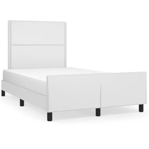 Okvir za krevet s uzglavljem bijeli 120x200 cm od umjetne kože - Bijela 120 x 200 cm Obično s čavlima Cijena