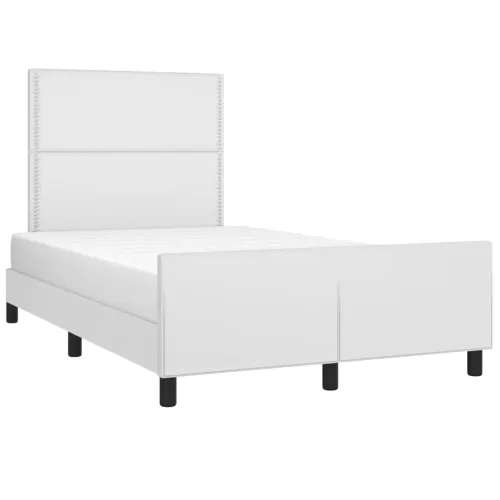 Okvir za krevet s uzglavljem bijeli 120x200 cm od umjetne kože - Bijela 120 x 200 cm Obično s čavlima Cijena
