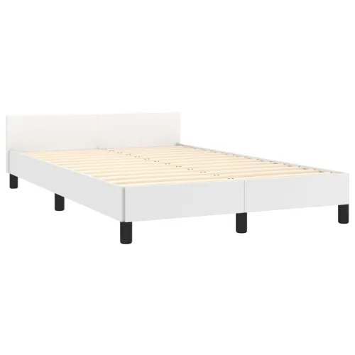 Okvir za krevet s uzglavljem bijeli 120x200 cm od umjetne kože - Bijela 120 x 200 cm Obično s čavlima Cijena