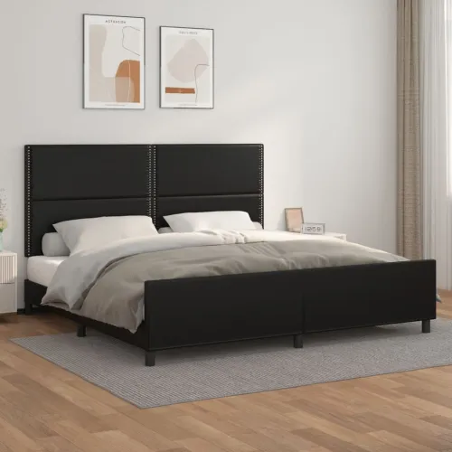 Okvir za krevet s uzglavljem crni 200x200 cm od umjetne kože - Crna 200 x 200 cm Obično s čavlima Cijena