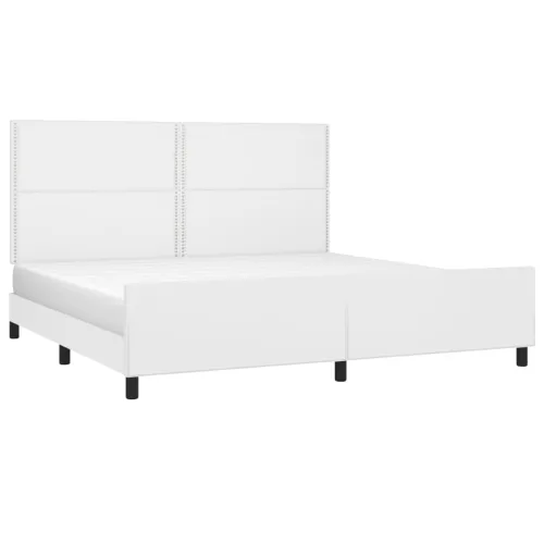 Okvir za krevet s uzglavljem bijeli 200x200 cm od umjetne kože - Bijela 200 x 200 cm Obično s čavlima Cijena