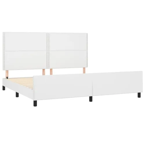 Okvir za krevet s uzglavljem bijeli 200x200 cm od umjetne kože - Bijela 200 x 200 cm Obično s čavlima Cijena