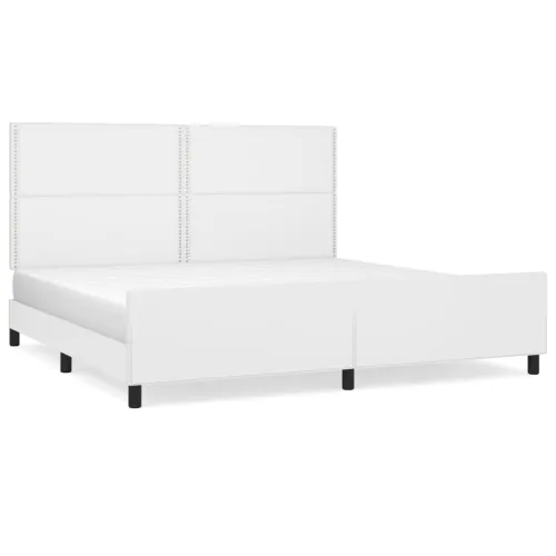 Okvir za krevet s uzglavljem bijeli 200x200 cm od umjetne kože - Bijela 200 x 200 cm Obično s čavlima Cijena