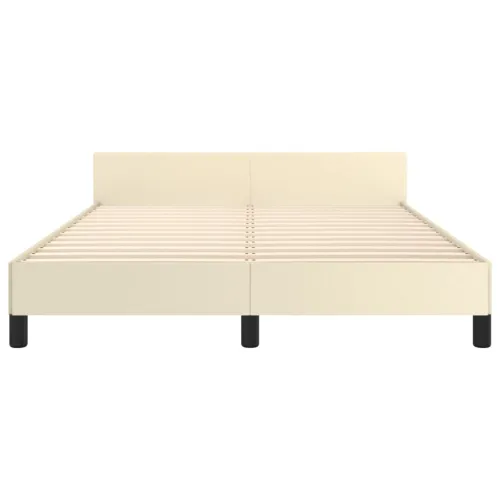 Okvir za krevet s uzglavljem krem 140x190 cm od umjetne kože - Krema 140 x 190 cm gumbi Cijena