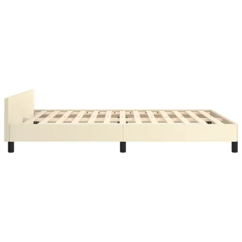 Okvir za krevet s uzglavljem krem 140x190 cm od umjetne kože - Krema 140 x 190 cm gumbi Cijena