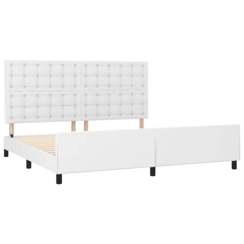Okvir za krevet s uzglavljem bijeli 200x200 cm od umjetne kože - Bijela 200 x 200 cm gumbi Cijena