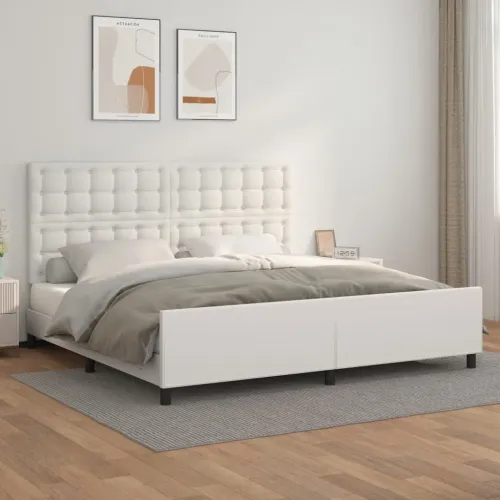 Okvir za krevet s uzglavljem bijeli 200x200 cm od umjetne kože - Bijela 200 x 200 cm gumbi Cijena