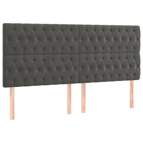 Okvir za krevet s uzglavljem tamnosivi 180x200 cm baršunasti - Tamno siva 180 x 200 cm Dizajn s gumbima Tamno siva Cijena