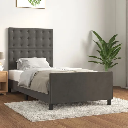 Okvir za krevet bez madraca tamnosivi 80x200 cm baršunasti - Tamno siva 80 x 200 cm gumbi Tamno siva Cijena