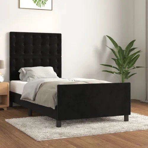 Okvir za krevet bez madraca crni 100x200 cm baršunasti - Crna 100 x 200 cm gumbi Crna Cijena