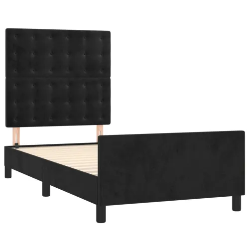 Okvir za krevet bez madraca crni 100x200 cm baršunasti - Crna 100 x 200 cm gumbi Crna Cijena