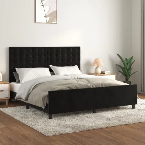 Okvir za krevet bez madraca crni 160x200 cm baršunasti - Crna 160 x 200 cm gumbi Crna Cijena