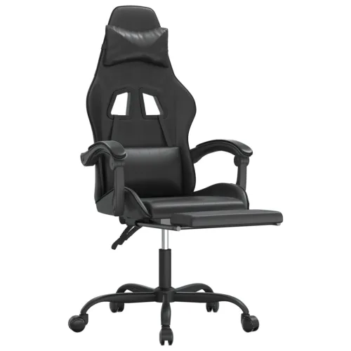Gaming stolica od umjetne kože s osloncem za noge Crna - Crna 1 Sa naslonom za noge Crna Cijena