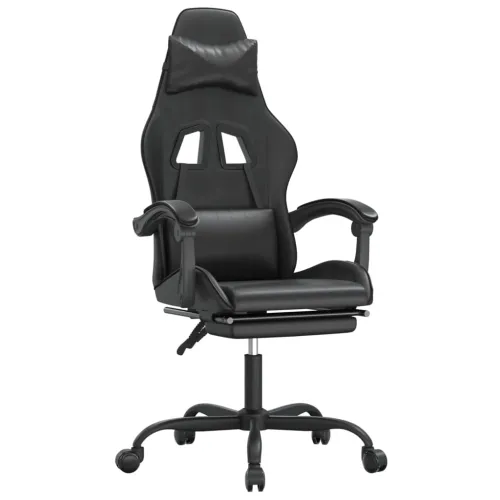 Gaming stolica od umjetne kože s osloncem za noge Crna - Crna 1 Sa naslonom za noge Crna Cijena