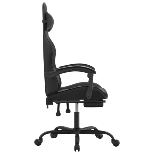 Gaming stolica od umjetne kože s osloncem za noge Crna - Crna 1 Sa naslonom za noge Crna Cijena