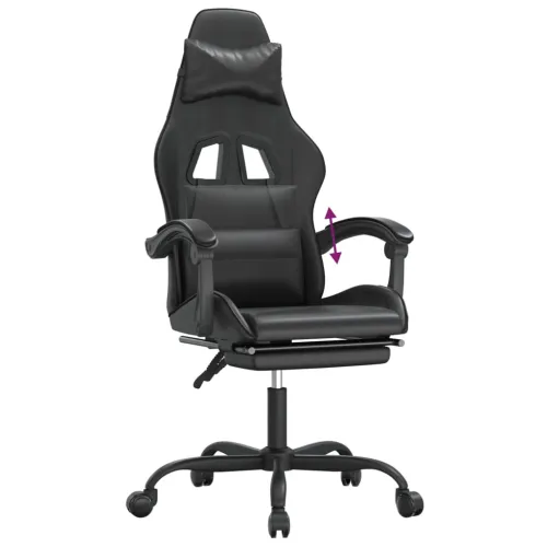 Gaming stolica od umjetne kože s osloncem za noge Crna - Crna 1 Sa naslonom za noge Crna Cijena