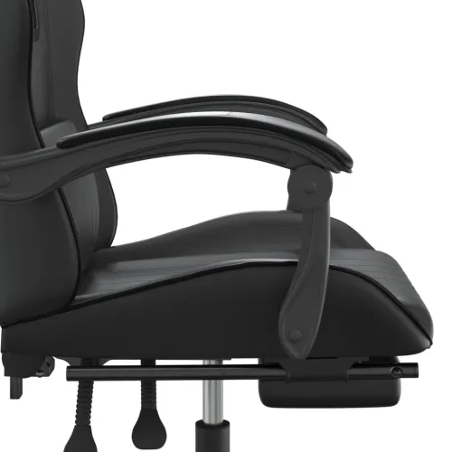 Gaming stolica od umjetne kože s osloncem za noge Crna - Crna 1 Sa naslonom za noge Crna Cijena