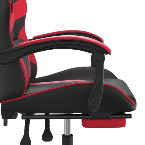 Gaming stolica od umjetne kože s osloncem za noge Crna i crvena - Crna i crvena 1 Sa naslonom za noge Crna i crvena Cijena