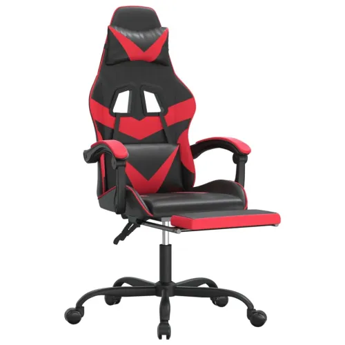 Gaming stolica od umjetne kože s osloncem za noge Crna i crvena - Crna i crvena 1 Sa naslonom za noge Crna i crvena Cijena