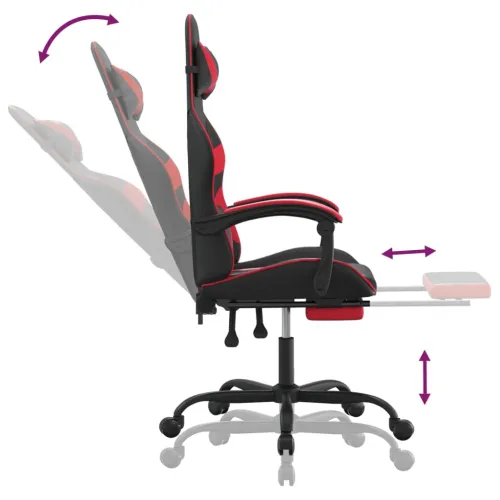 Gaming stolica od umjetne kože s osloncem za noge Crna i crvena - Crna i crvena 1 Sa naslonom za noge Crna i crvena Cijena