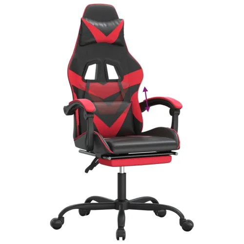 Gaming stolica od umjetne kože s osloncem za noge Crna i crvena - Crna i crvena 1 Sa naslonom za noge Crna i crvena Cijena