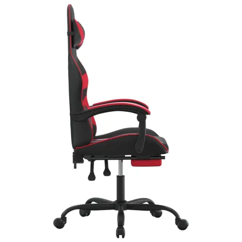 Gaming stolica od umjetne kože s osloncem za noge Crna i crvena - Crna i crvena 1 Sa naslonom za noge Crna i crvena Cijena