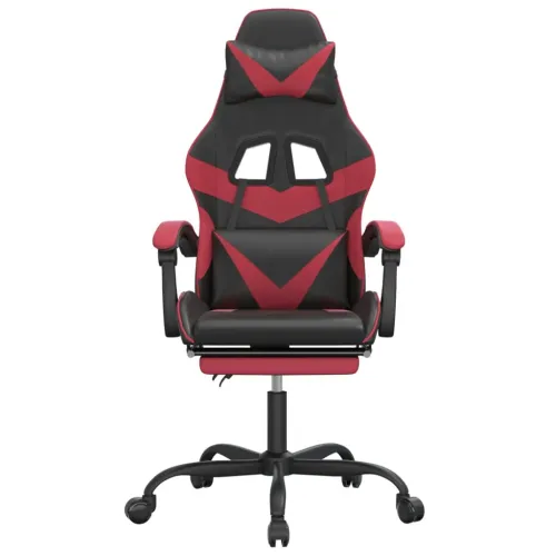 Gaming stolica s osloncem za noge umjetna koža crna i boja vina - Crna i crvena boja vina 1 Sa naslonom za noge Crna i crvena bo Cijena